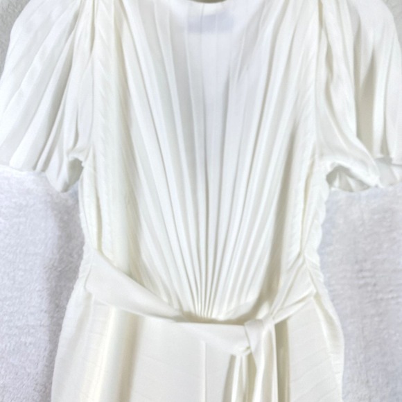 Georgia Hardinge Midi Evening Dress Sz 8 White Pleated Cocktail Date - Picture 5 of 11